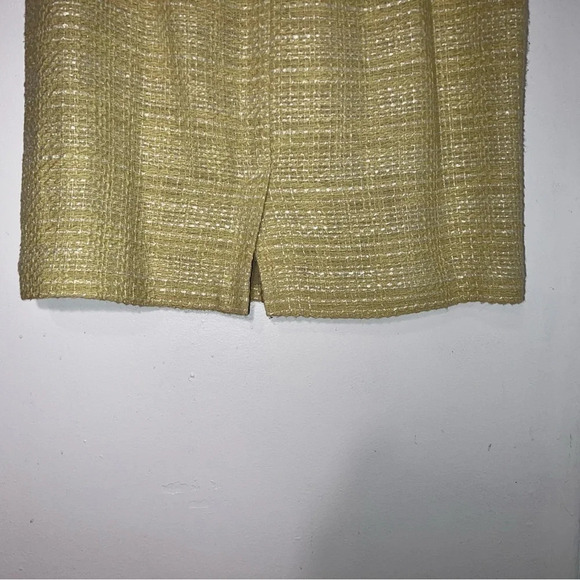 Sigrid Olsen, 10, yellow and white tweed, fully lined rear vent A-line skirt - Picture 6 of 7